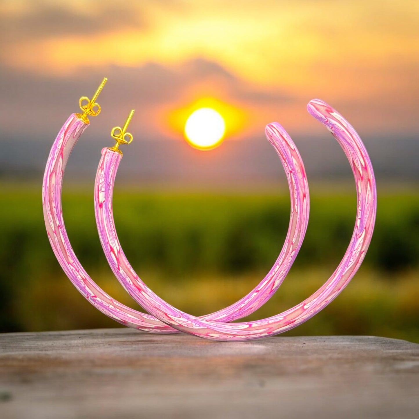 Pinkish Hoop Earrings