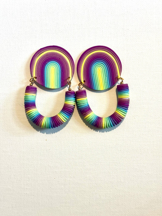 Rainbow Polymer Clay Earrings