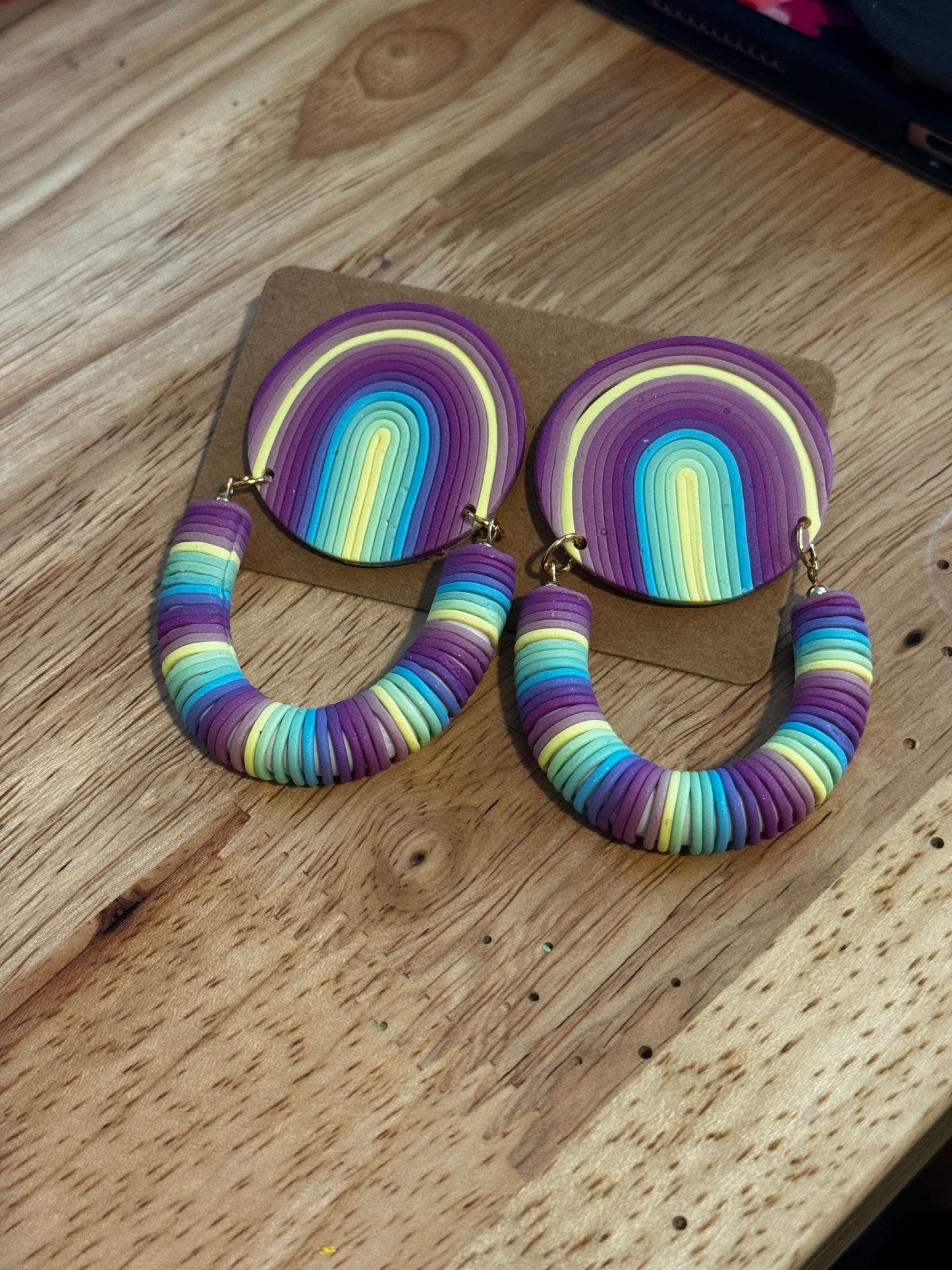 Rainbow Polymer Clay Earrings