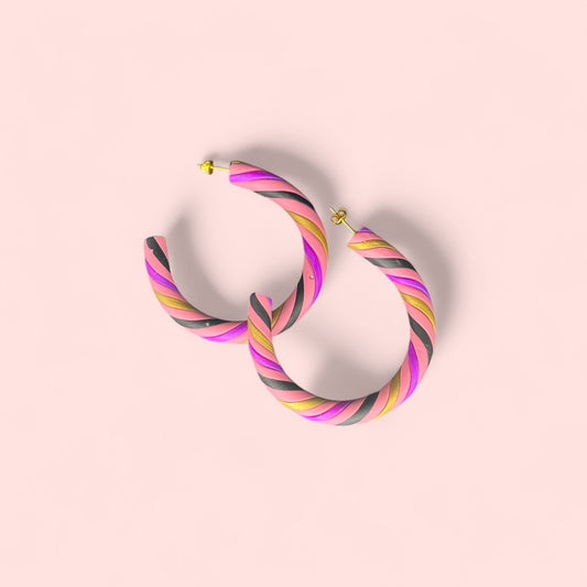 Pink candy stripe hoops