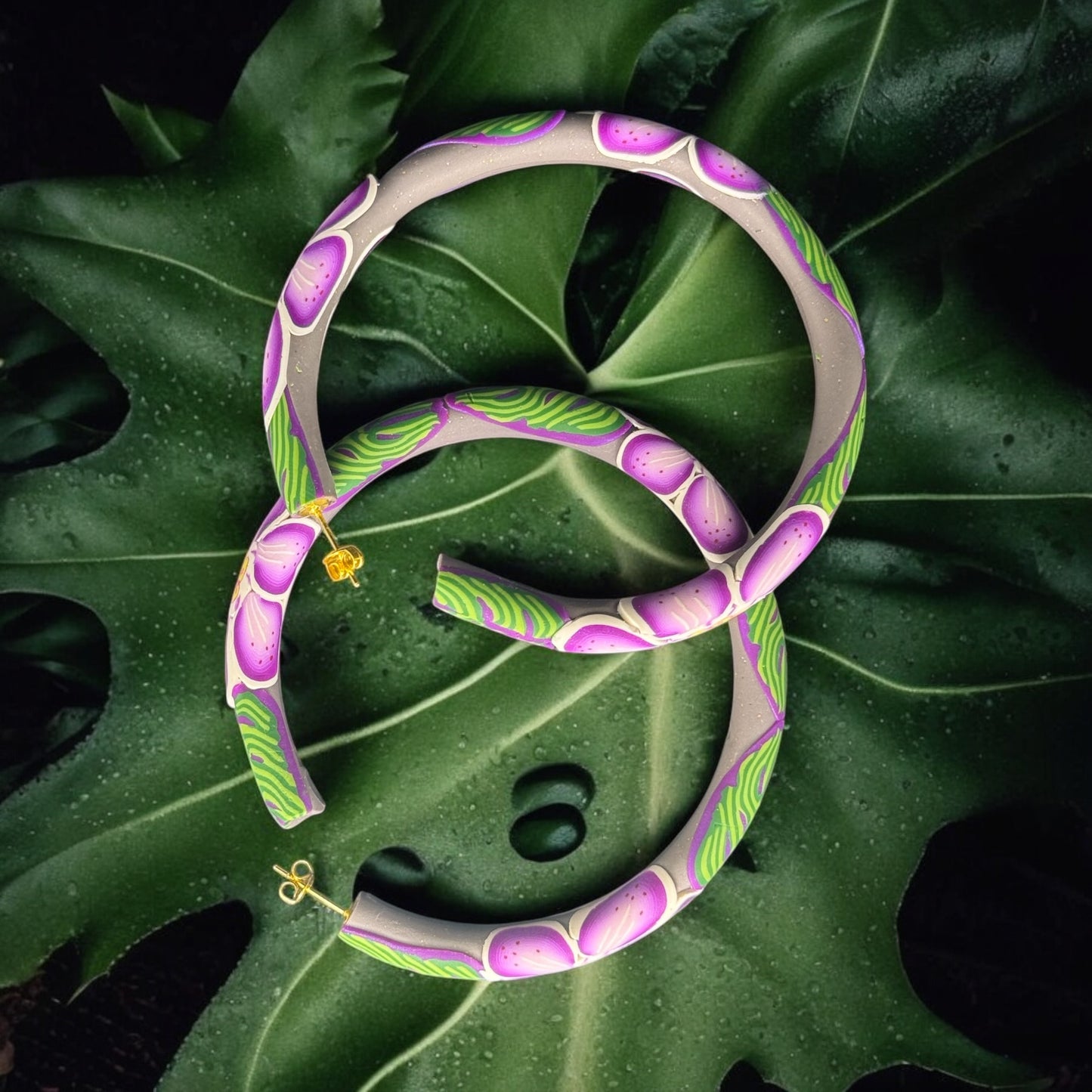 Purple floral hoops