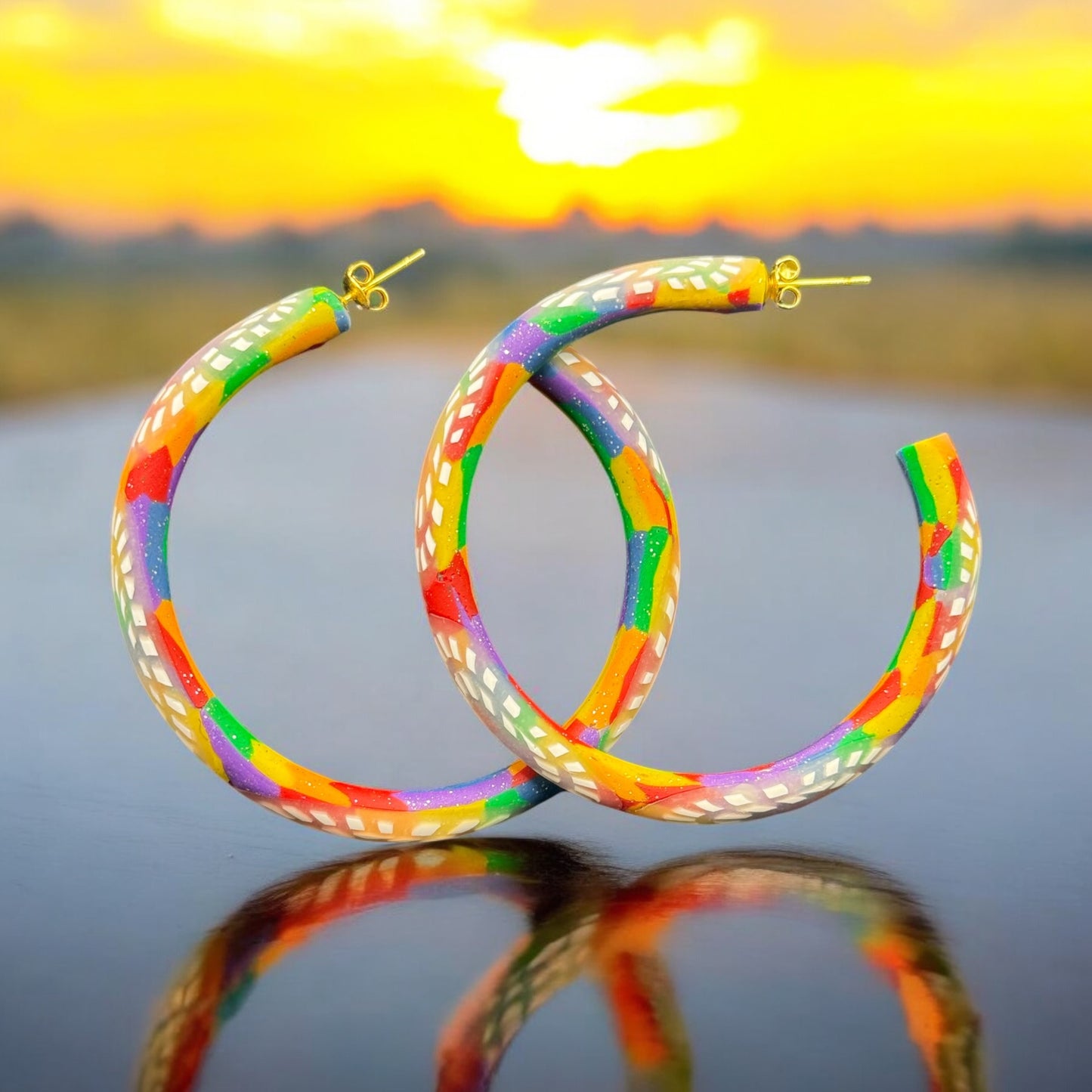 Rainbow Hoop Earrings